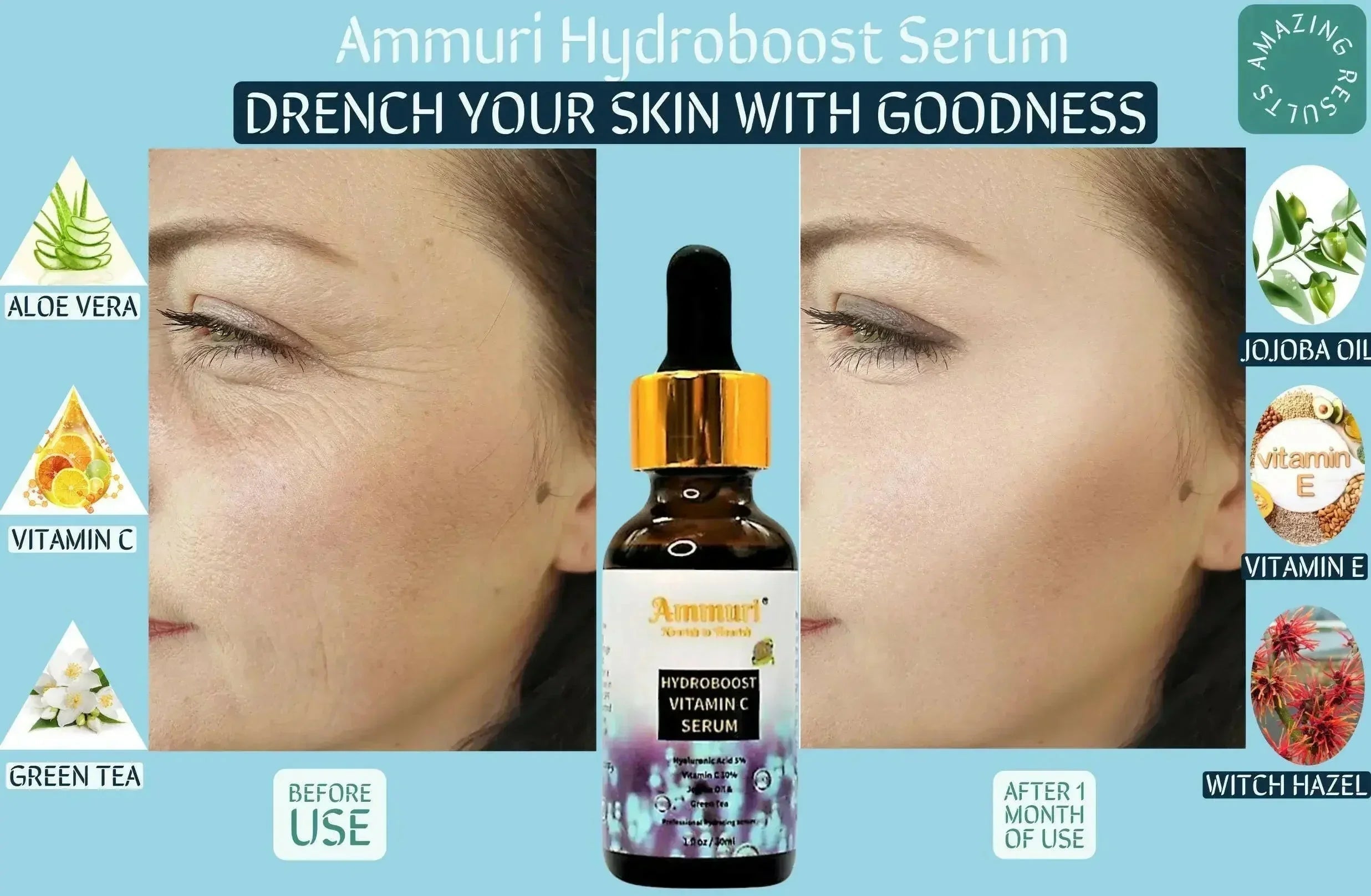 Suero antienvejecimiento Ammuri Hydroboost con vitamina C